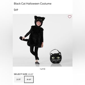 Black Cat Halloween Costume & Glow-in-the-Dark Kitty Felt Treat Bag